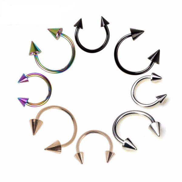 Spike Horseshoe Circular Ring Nose Ring