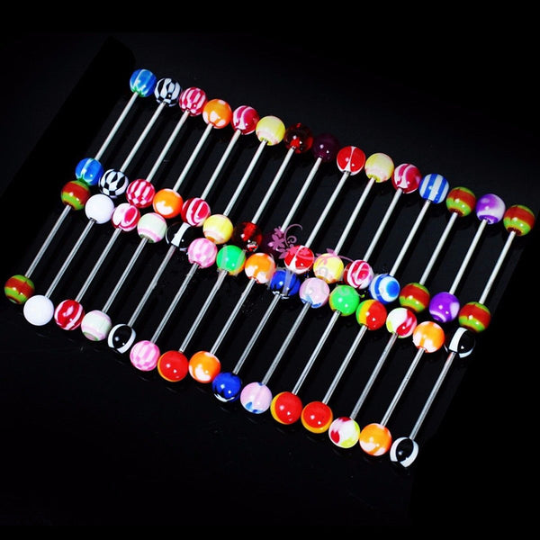 Surgical Steel Mixed Colors Tongue Piercing