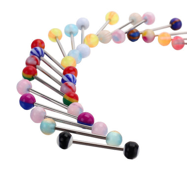 Surgical Steel Mixed Colors Tongue Piercing