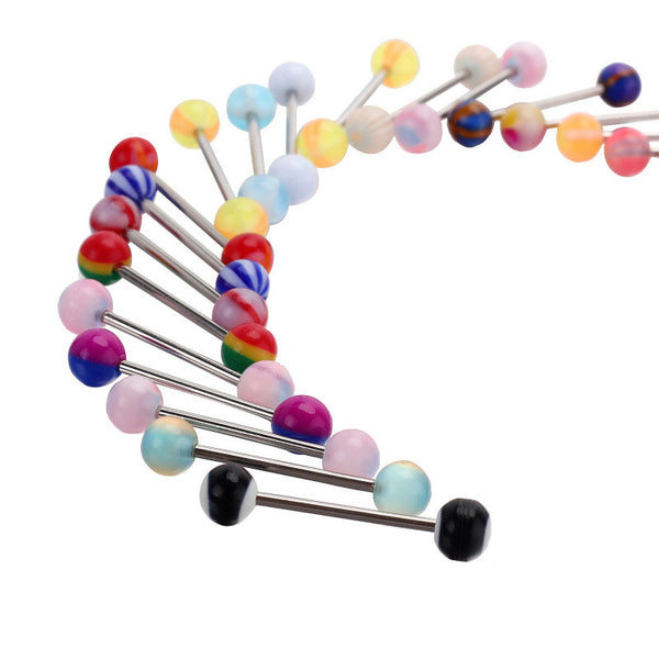 Surgical Steel Mixed Colors Tongue Piercing