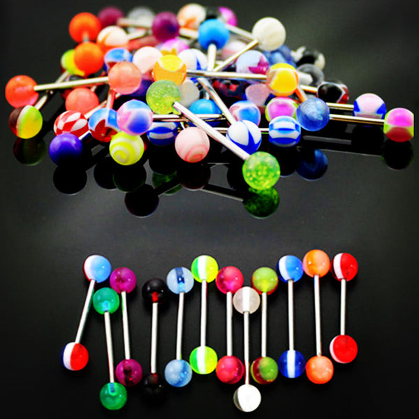Surgical Steel Mixed Colors Tongue Piercing