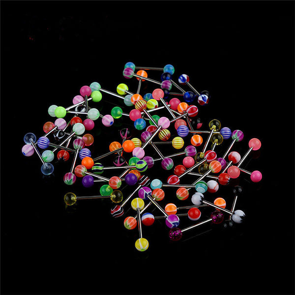 Surgical Steel Mixed Colors Tongue Piercing