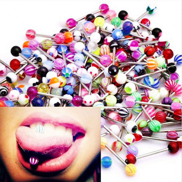 Surgical Steel Mixed Colors Tongue Piercing