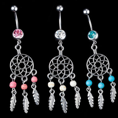 Crystal Gem Dream Catcher Belly Button Piercing
