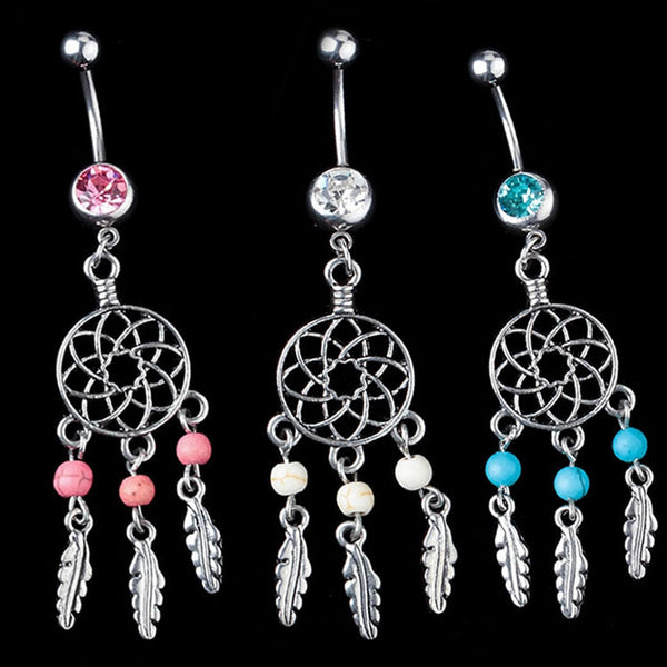 Crystal Gem Dream Catcher Belly Button Piercing