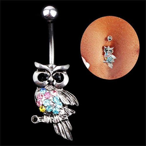 Rhinestone Butterfly Tree of Life Piercing Belly Button