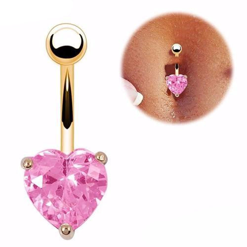 Belly Button Ring Rhinestone Bar Heart for Women