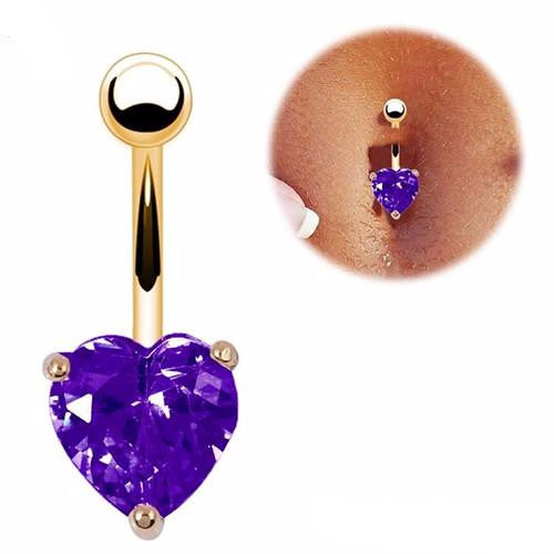 Belly Button Ring Rhinestone Bar Heart for Women