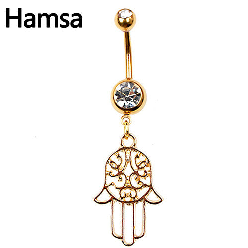 Rhinestone Butterfly Tree of Life Piercing Belly Button