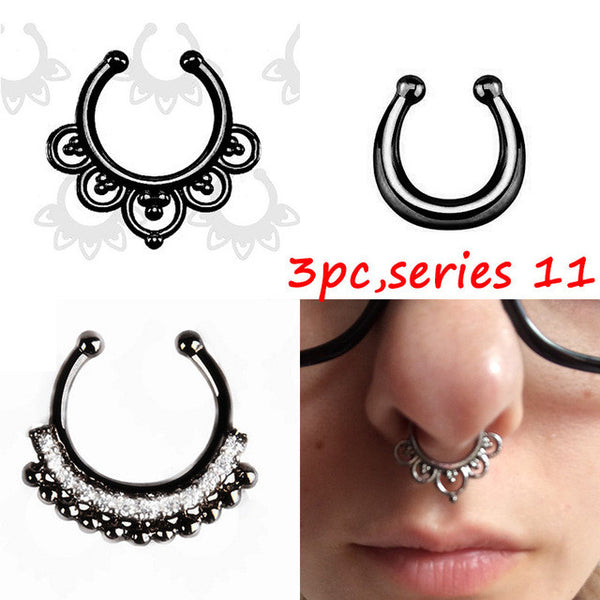 New fashion Crystal Black Piercing Nose Ring