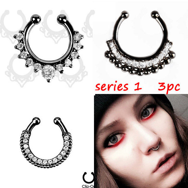 New fashion Crystal Black Piercing Nose Ring